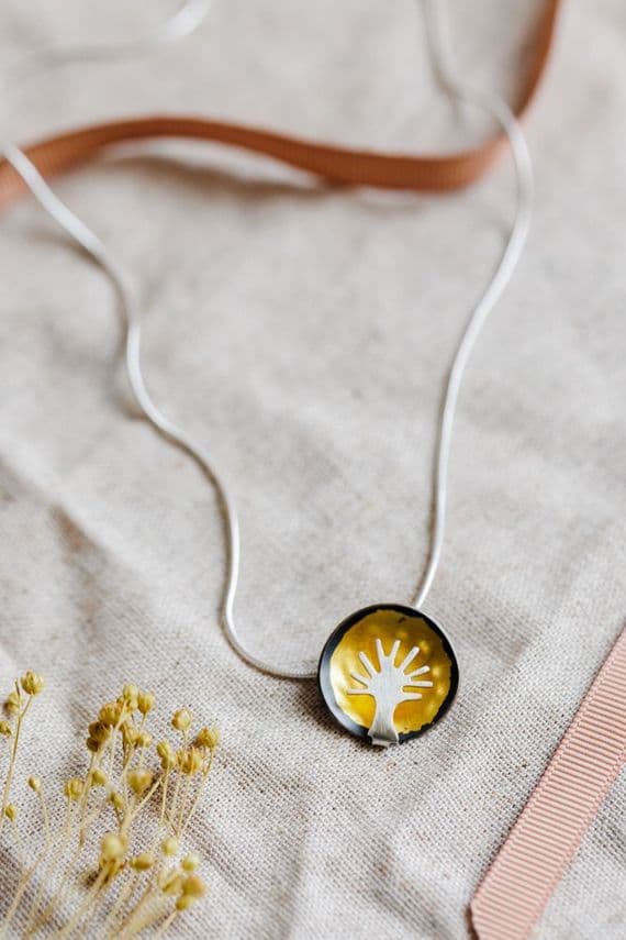Becky Crow Jewellery | Handmade Sterling Silver Tree Dome Pendant | Tree Inspired Jewellery