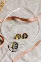 Becky Crow Jewellery | Handmade Sterling Silver & Gold Leaf Tree Stud Earrings | Forest Jewellery