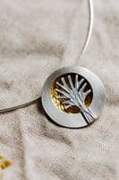 Becky Crow Jewellery | Handmade Sterling Silver Tree Leaves Dome Pendant | Tree Inspired Jewellery
