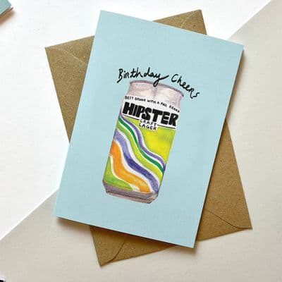 Carol Maxwell | Birthday Cheers Hipster Lager Card