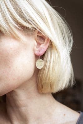 Clare Elizabeth Kilgour | Oval Textured Disc Drop Earrings