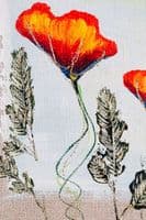 Dasalee Textile Art | Original Wildflowers Painting on Irish Linen | Red Poppies | Northern Ireland