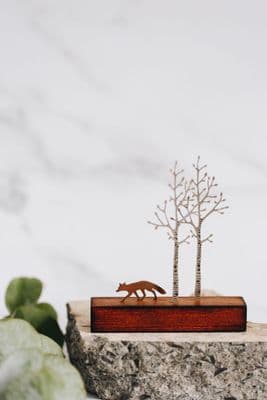 David Mayne | Silver Birch with Fox Miniature Sculpture