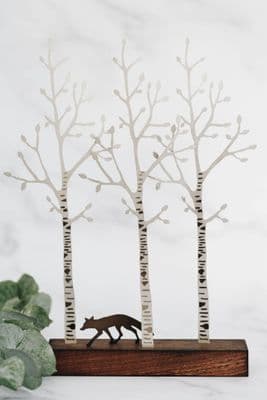 David Mayne | Silver Birch with Fox Sculpture