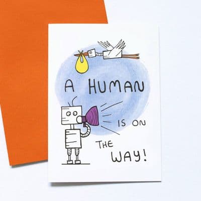 Debmon Design | A Human is on the Way Card