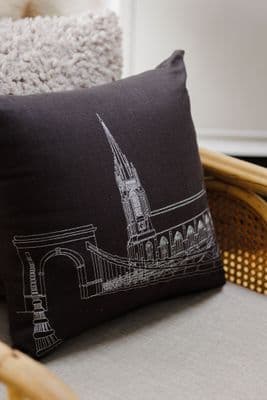 Deborah Toner | Marlow Bridge Cushion | Large Dark Grey & Silver