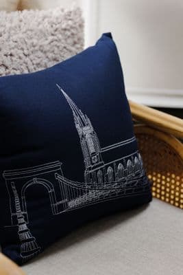 Deborah Toner | Marlow Bridge Cushion | Large Navy & Silver