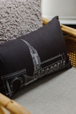 Deborah Toner | Marlow Bridge Cushion | Long Dark Grey & Silver