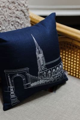 Deborah Toner | Marlow Bridge Cushion | Navy & Silver