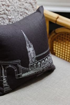 Deborah Toner | Marlow Bridge Cushion | Small Dark Grey & Silver