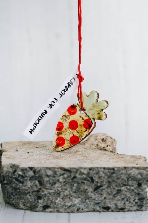 Dee Quinn | Deirdre Kerrigan Ceramics | Handmade Ceramic Christmas Decoration | Carrot for Rudolph