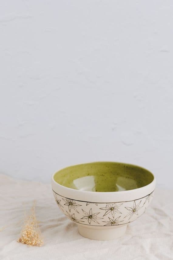 Della McKinney Ceramics | Handmade Decorative Mustard Ceramic Porcelain Bowl