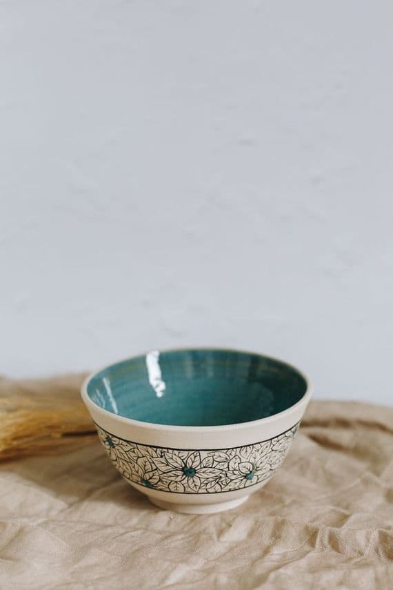 Della McKinney Ceramics | Handmade Decorative Turquoise Ceramic Stoneware Bowl