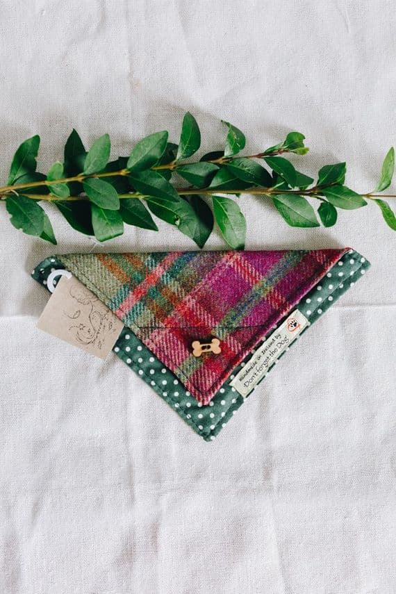 Don't Forget the Dog | Tweed Dog Neckerchief Bandana | Green