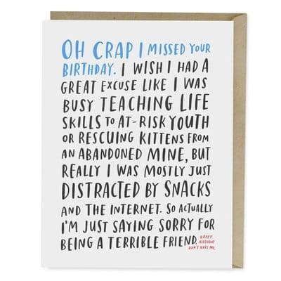 Em & Friends | Awkward Belated Birthday Card