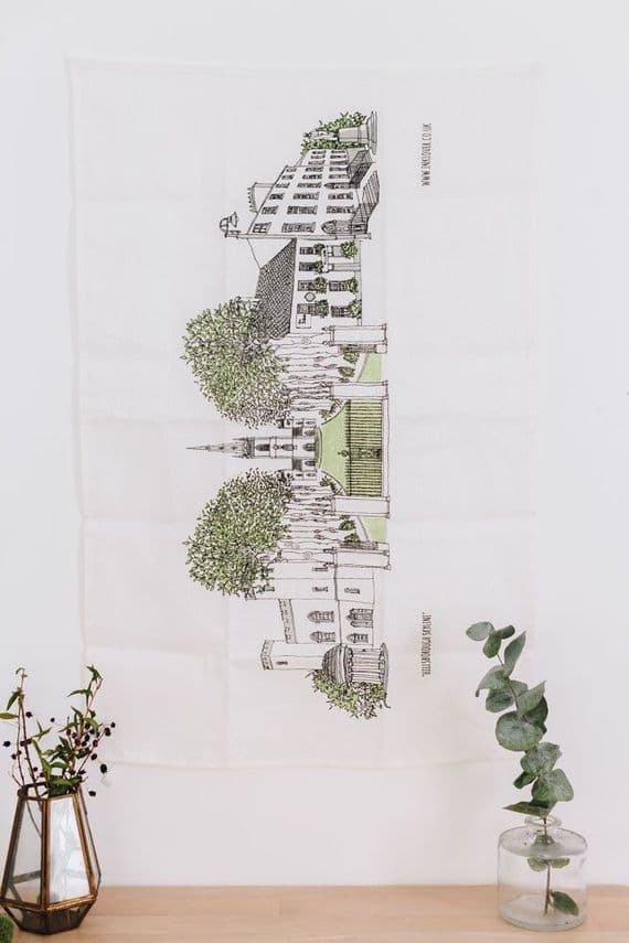 Flax Fox Designs | Royal Hillsborough Skyline Irish Linen Tea Towel | Danielle Morgan Artist