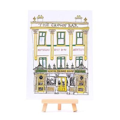 Flax Fox | The Crown Bar Belfast Postcard