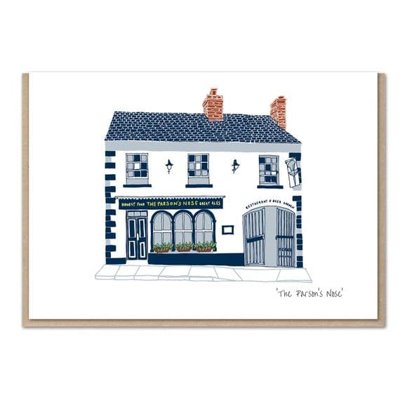 Flax Fox Designs | The Parson's Nose Hillsborough Pub Card | Danielle Morgan Artist