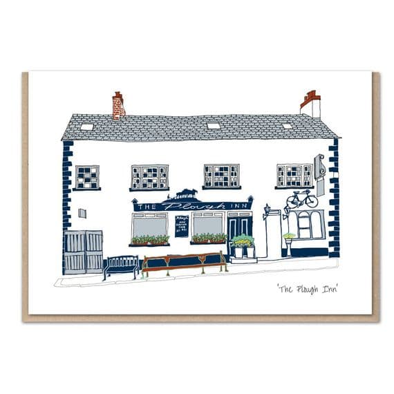 Flax Fox Designs | The Plough Inn Hillsborough Pub Card | Danielle Morgan Artist