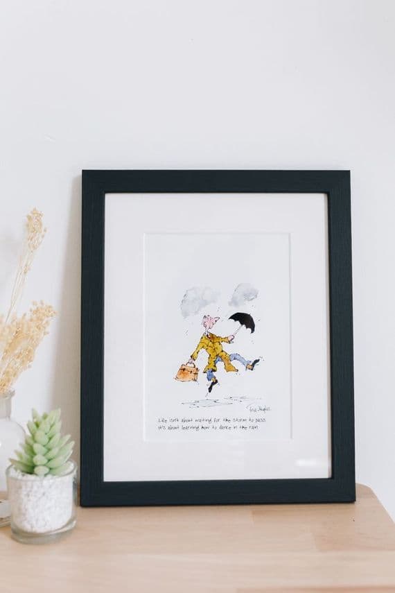 Fred Hughes Artist | Dance in the Rain Cartoon Print | Life isn't about Waiting Print