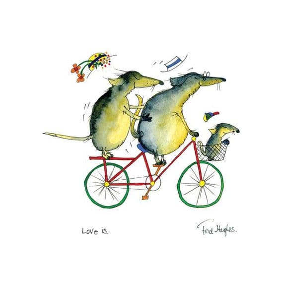 Fred Hughes Artist | Love Is Family Bicycle Print Print | Cycling Love Print
