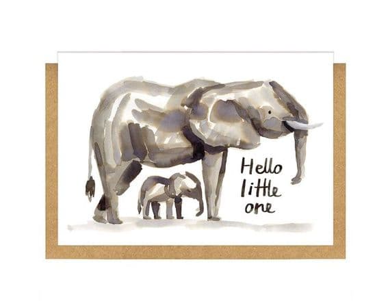 Gemma O'Neill Artist & Illustrator | Hello Little One Elephants Card | New Baby Cards