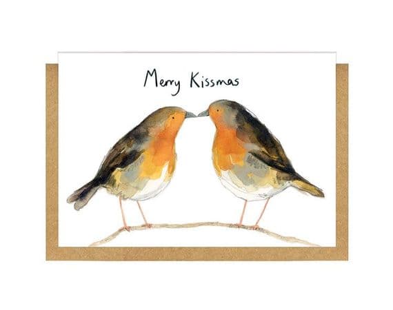 Gemma O'Neill Artist & Illustrator | Merry Kissmas Robins Christmas Card | Christmas Cards