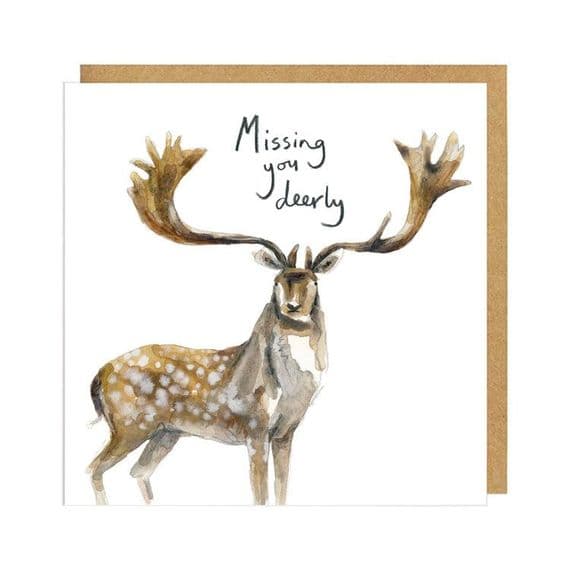 Gemma O'Neill Artist & Illustrator | Missing You Deerly Card | Miss You Cards