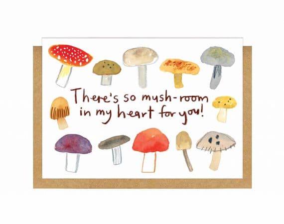 Gemma O'Neill Artist & Illustrator | Mush-room in My Heart Valentine's Card | Mushroom Love Cards