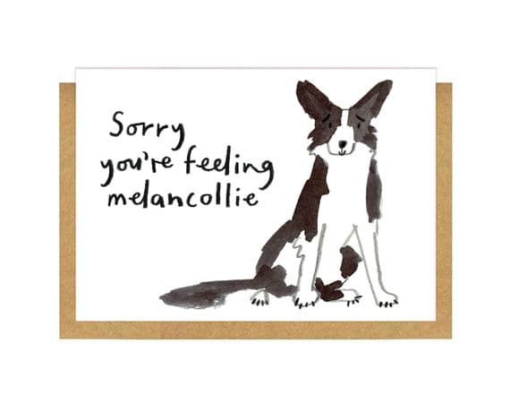Gemma O'Neill Artist & Illustrator | Feeling Melancollie Dog Card | Thinking of You Dog Cards