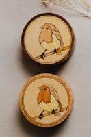 Woodmento  | Handmade Wooden Robin Trinket Box | Walnut Wood | Northern Ireland