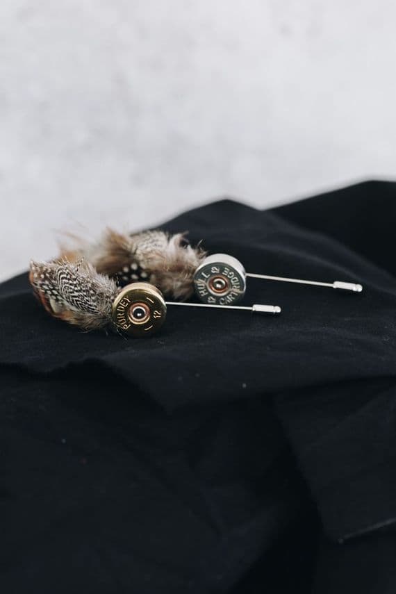 Fine Feathers by Hannah Trimble | Feather & Shotgun Cartridge Pin