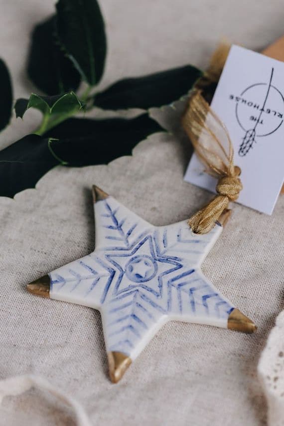 The Barley House Ceramics | Handmade Ceramic Christmas Star Decoration | Christmas Decorations