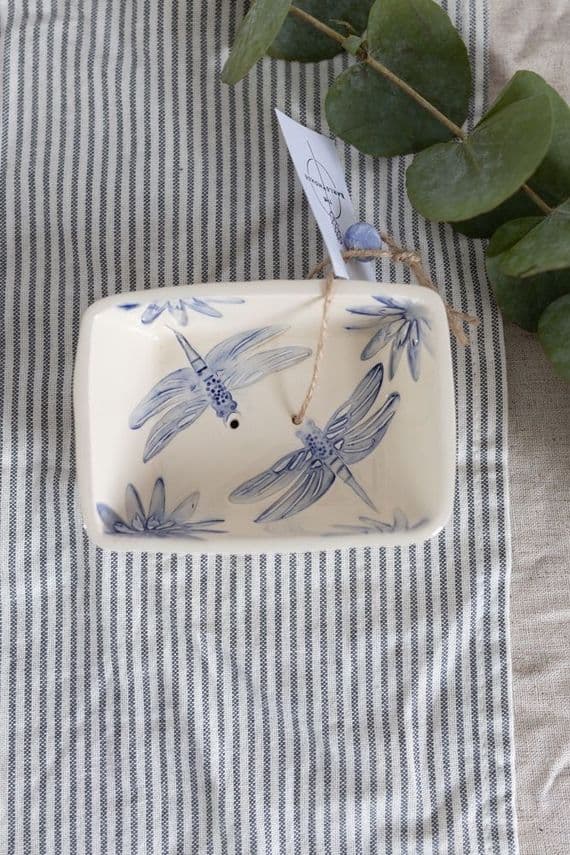 The Barley House Ceramics | Handmade Ceramic Dragonfly Soap Dish | Handmade Soap Dishes