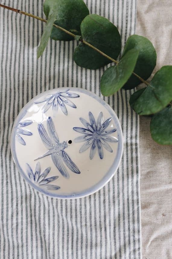 The Barley House Ceramics | Handmade Ceramic Dragonfly Soap Dish | Handmade Soap Dishes