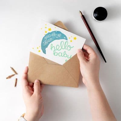 Hunter Paper Co | Goodbye Sleep, Hello Baby Card