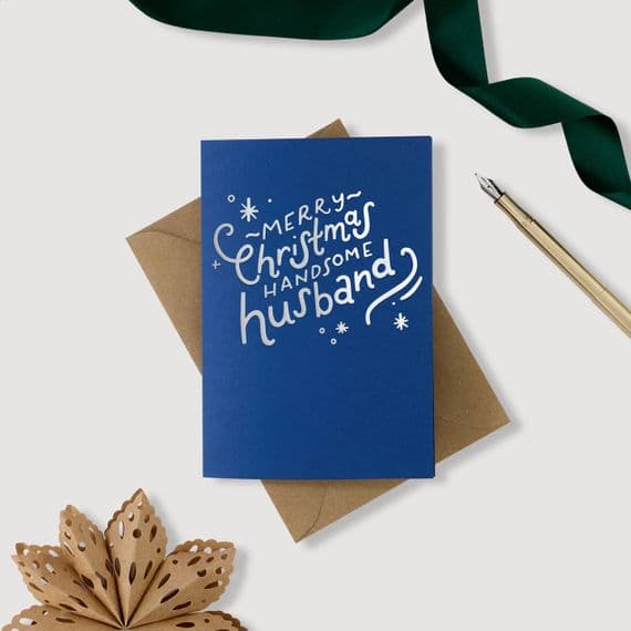 Hunter Paper Co | Merry Christmas Handsome Husband Card | Christmas Cards