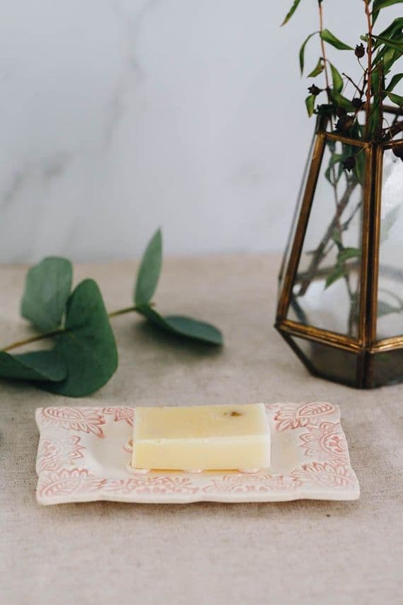 Jakki Trainor | Figment Handmade Ceramic Soap Dish | Pink & Cream