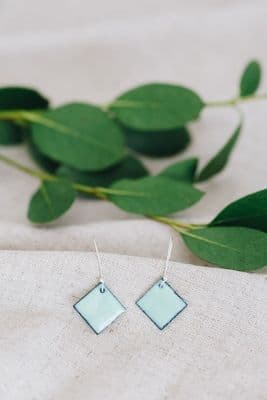 Jane Marshall | Square Drop Earrings | Pale Green
