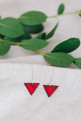 Jane Marshall | Triangular Drop Earrings | Red