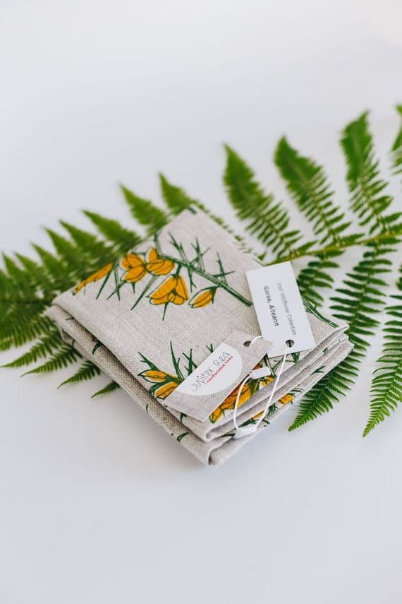 Jupiter Red Textiles | Handmade Irish linen Tea Towels | Gorse | Janet McNamee Artist | Northern Ireland