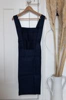Jupiter Red Textiles | Handmade Irish linen Cross-Back Apron | Navy | Northern Ireland