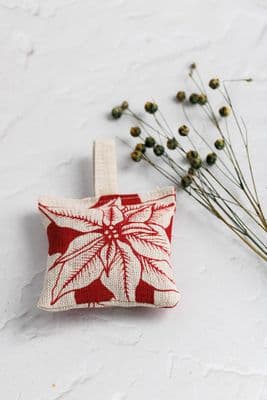 Janet McNamee | Red Poinsettia Irish Linen Lavender Bag