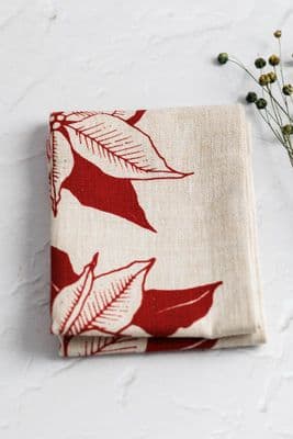 Janet McNamee | Red Poinsettia Irish Linen Tea Towel