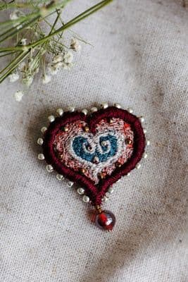 Janice Gilmore | Burgundy Heart Brooch