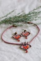 Janice Gilmore | Pageant Jewellery | Sterling Silver Embroidered Kilim Earrings | Dusky Pink