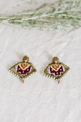 Janice Gilmore | Olive & Claret Kilim Earrings