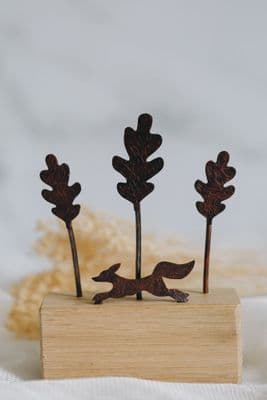 Joanne Tinley | Running Fox with Oak Sculpture