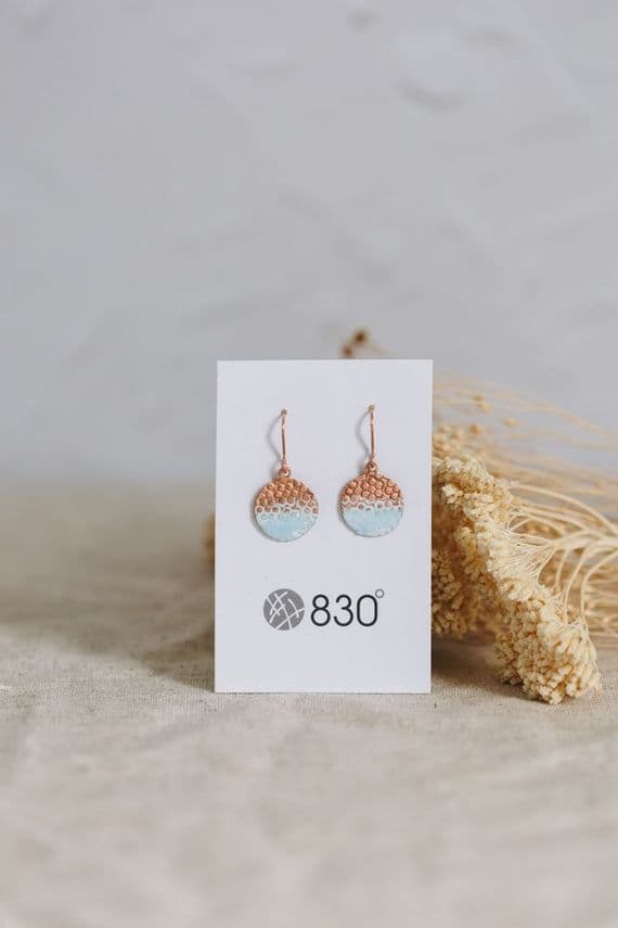 Justine Nettleton Jewellery | Handmade Copper & Enamel Dotty Earrings | 830 Degrees