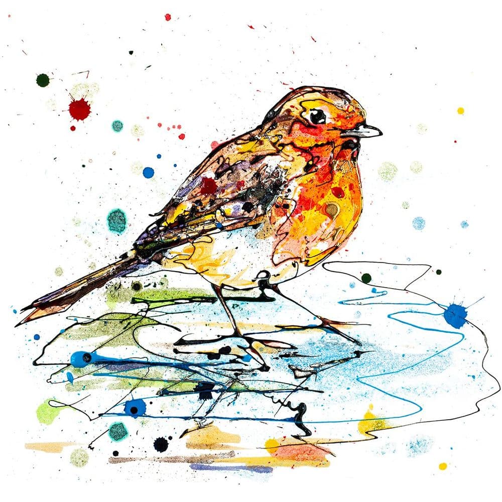 Callaghan Prints Kathryn Callaghan Artist | Reflect Robin Bird with Mistletoe Print | KC ...